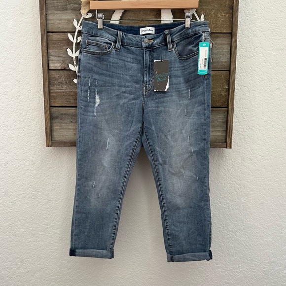 Stitch Fix Studio Blue Kenova‎ capri stretchy denim jeans size 32 NWT - Picture 1 of 11